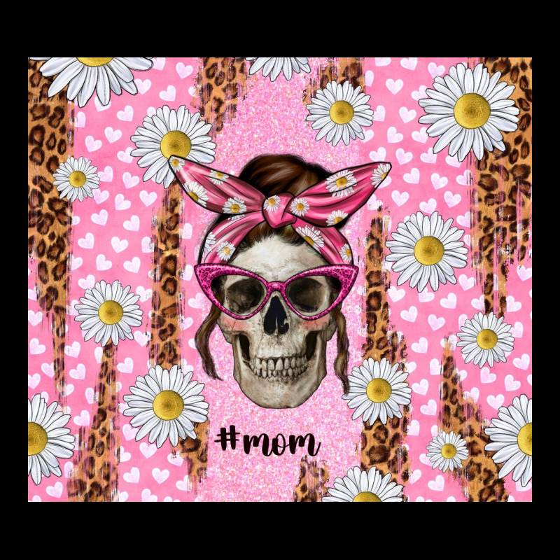 Skull Mom Pink Glitter With Daisy Long Sleeve Tee by TumblerDesignByShophia | Teevron