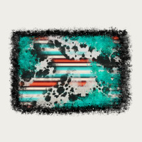 Western Serape Cowhide Turquoise Glitter Zipper Hoodie | Teevron