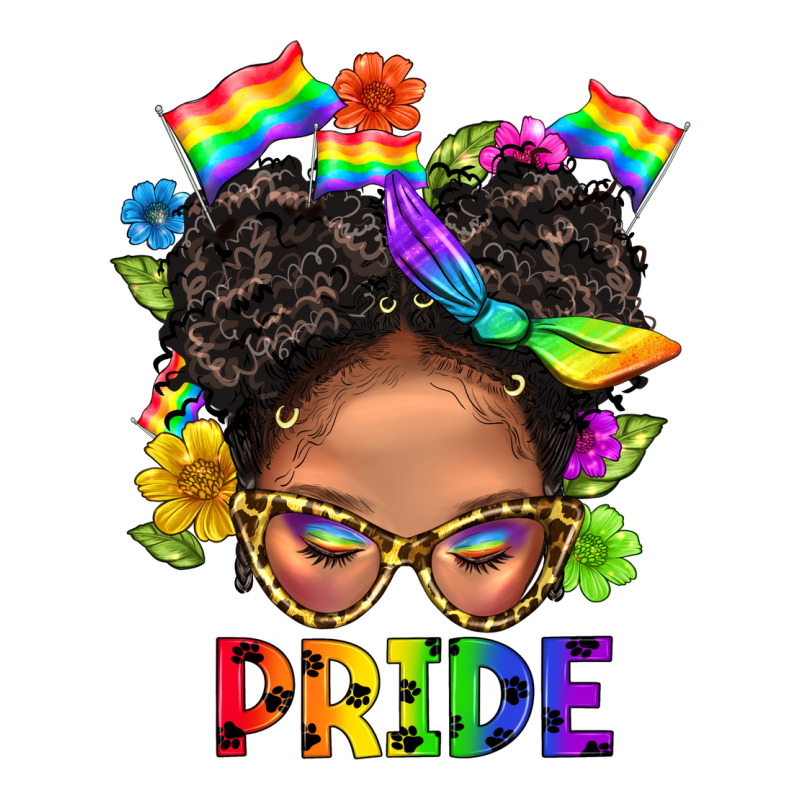 Lgbtq+ Messy Bun Mom Pride With Flower Premium Tee by BundleAndBundleShop | Teevron