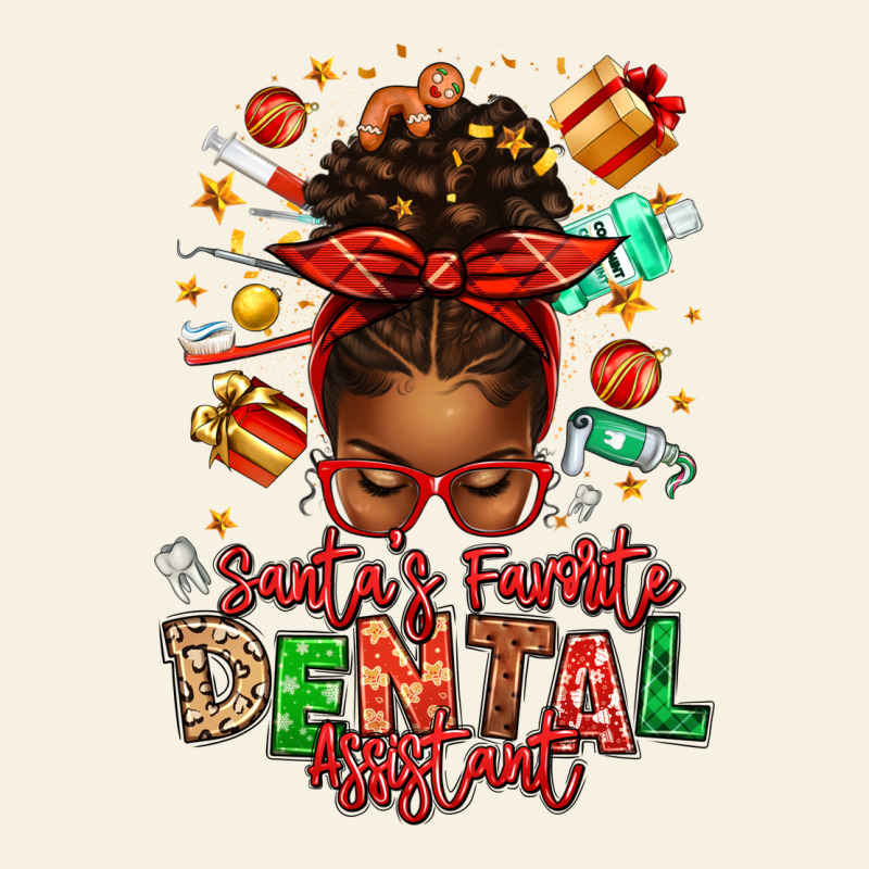 Santa's Favorite Dental Assistant Afro Messy Bun Vintage Tee by texasbilliewilder | Teevron