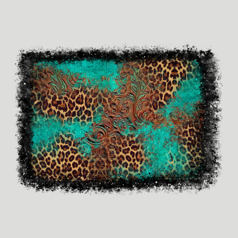 Western Leopard Turquoise Glitter Tooled Leather Zipper Hoodie by FaDigitalArtStudio | Teevron