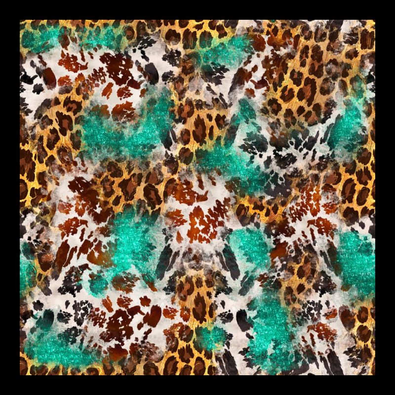 Western Turquoise Glitter Cowhide Leopard Seamless Heavyweight Sweatshirt by FaDigitalArtStudio | Teevron
