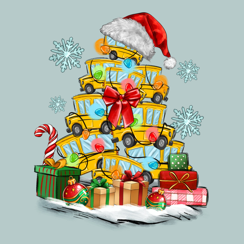 Christmas Tree With School Bus Heavy Core Tee by MaliasSmallBusiness | Teevron