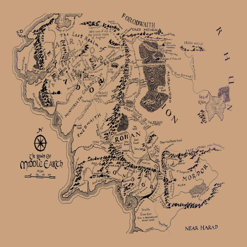 Middle Earth Map [tw] Vintage Tee by linhVisuals | Teevron
