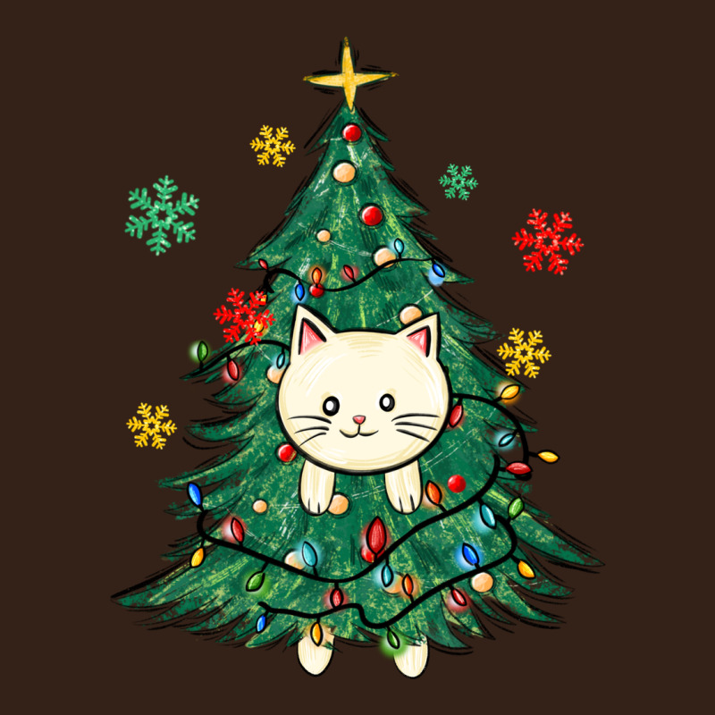 Christmas Tree Cat Heavy Core Tee by MaliasSmallBusiness | Teevron