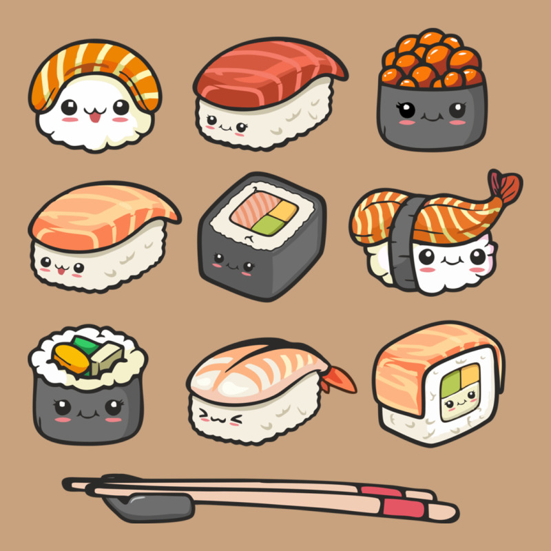Happy Sushi Kawaii Anime Japanese Food Lover Funny Illustration Gift Vintage Tee by linhVisuals | Teevron