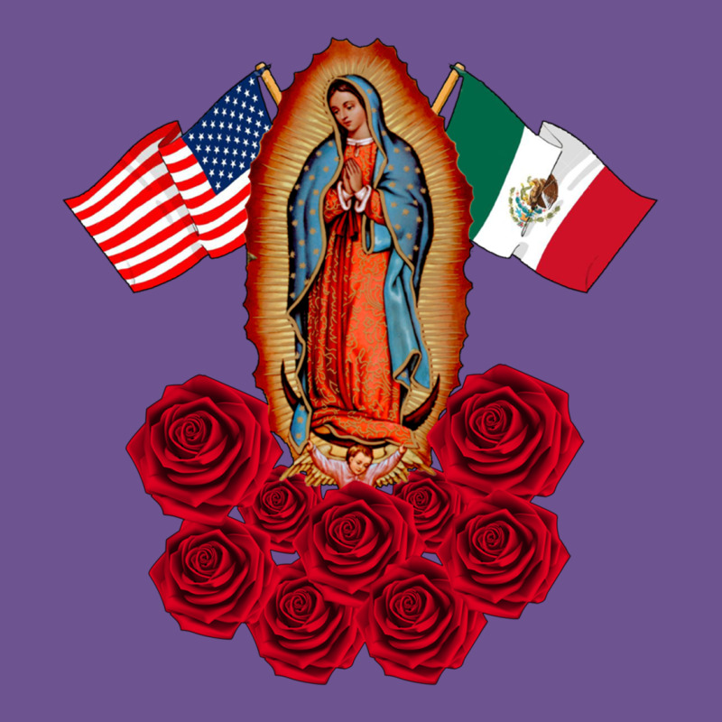 Our Lady Virgen De Guadalupe Mexican American Flag Holiday Vintage Tee by linhVisuals | Teevron