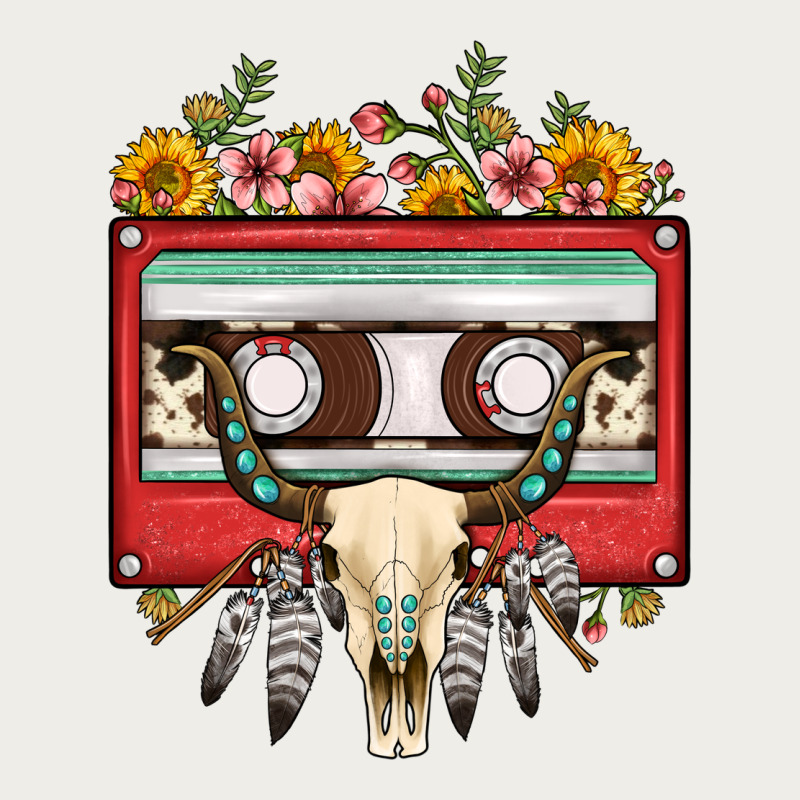 Bull Skull Sunflower Floral Cassette Zipper Hoodie by FaDigitalArtStudio | Teevron