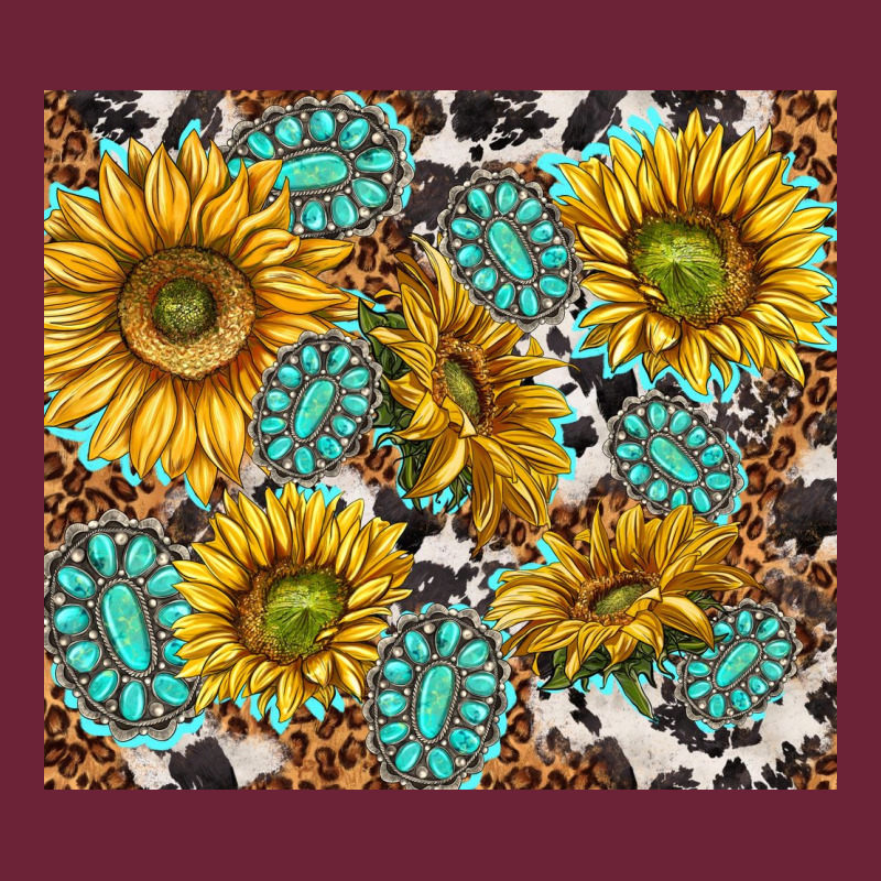 Turquoise Sunflowers With Gemstones Long Sleeve Tee by TumblerDesignByShophia | Teevron