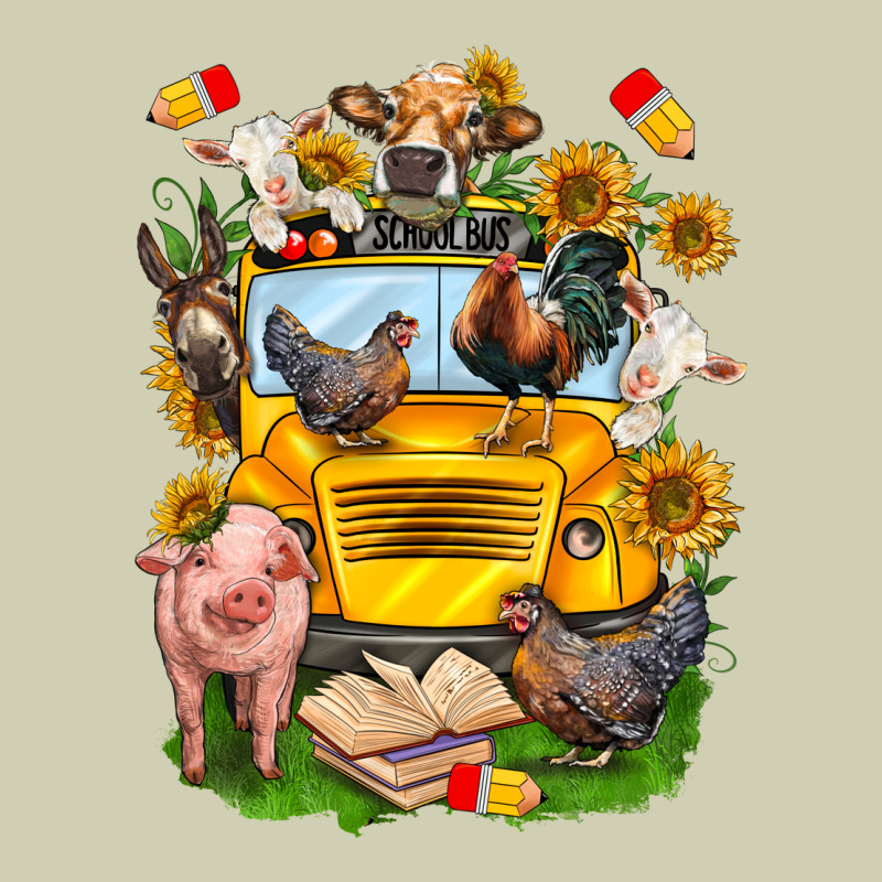 Farm Animals With School Bus Heavy Core Tee by NancyCooperArtShop | Teevron