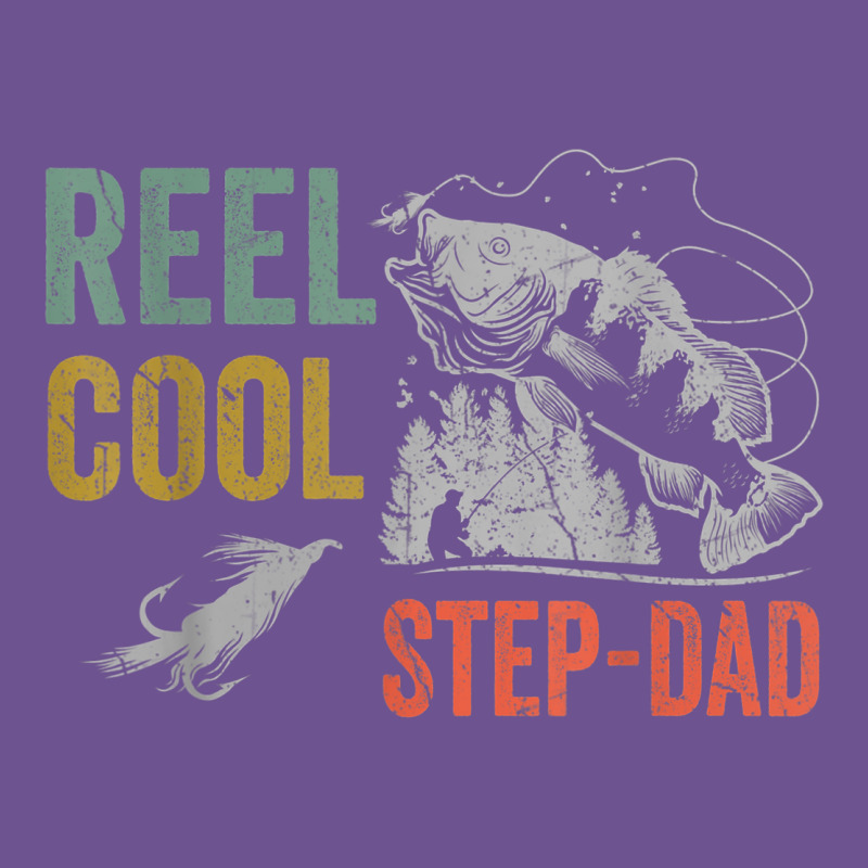 Mens Reel Cool Step Dad Fishing Funny Fathers Day Vintage Tee by linhVisuals | Teevron