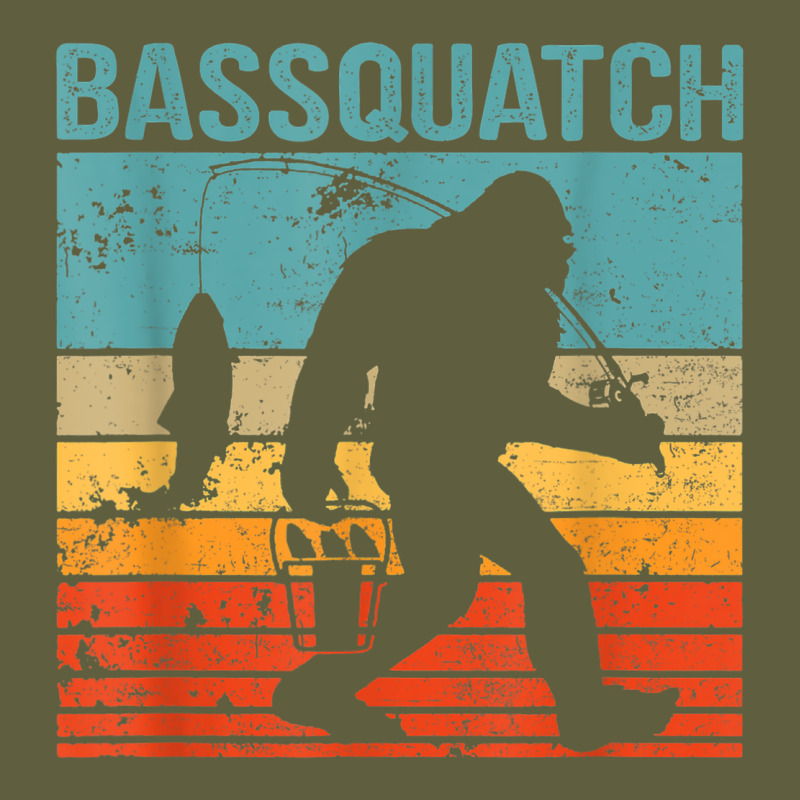 Bassquatch! Funny Bigfoot Fishing Outdoor Retro Vintage Tee by linhVisuals | Teevron