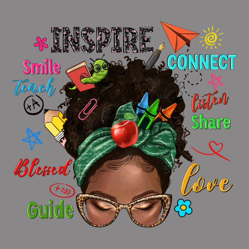 Afro Messy Bun Teach Inspire Love Teacher Blessed Vintage Tee by NancyCooperArtShop | Teevron