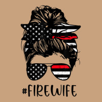 Fire Wife Messy Bun Firefighter Wife Thin Red Line Husband Vintage Tee | Teevron