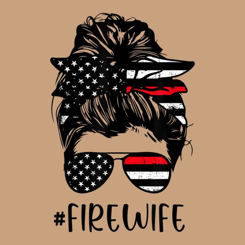 Fire Wife Messy Bun Firefighter Wife Thin Red Line Husband Vintage Tee by linhVisuals | Teevron