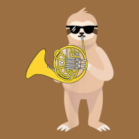Funny Sloth Wearing Sunglasses Playing French Horn Vintage Tee | Teevron