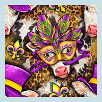 Mardi Gras Cow With Carnival Mask Seamless Pattern Ladies Tee | Teevron