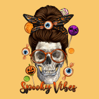 Spooky Vibes Skull Messy Bun Vintage Hoodie | Teevron