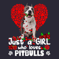 Pitbull Lover Dog Roses Funny Just A Girl Who Loves Pitbull 213 Pitbul Vintage Tee | Teevron