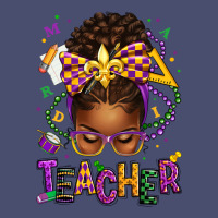 Mardi Gras Teacher Afro Messy Bun Vintage Tee | Teevron