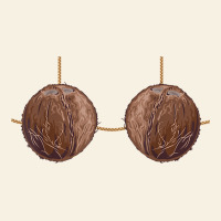 Coconut Bra Easy Adult Halloween Tiki Party Costume T Shirt Vintage Tee | Teevron