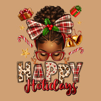 Happy Holidays Christmas Afro Messy Bun Vintage Tee | Teevron