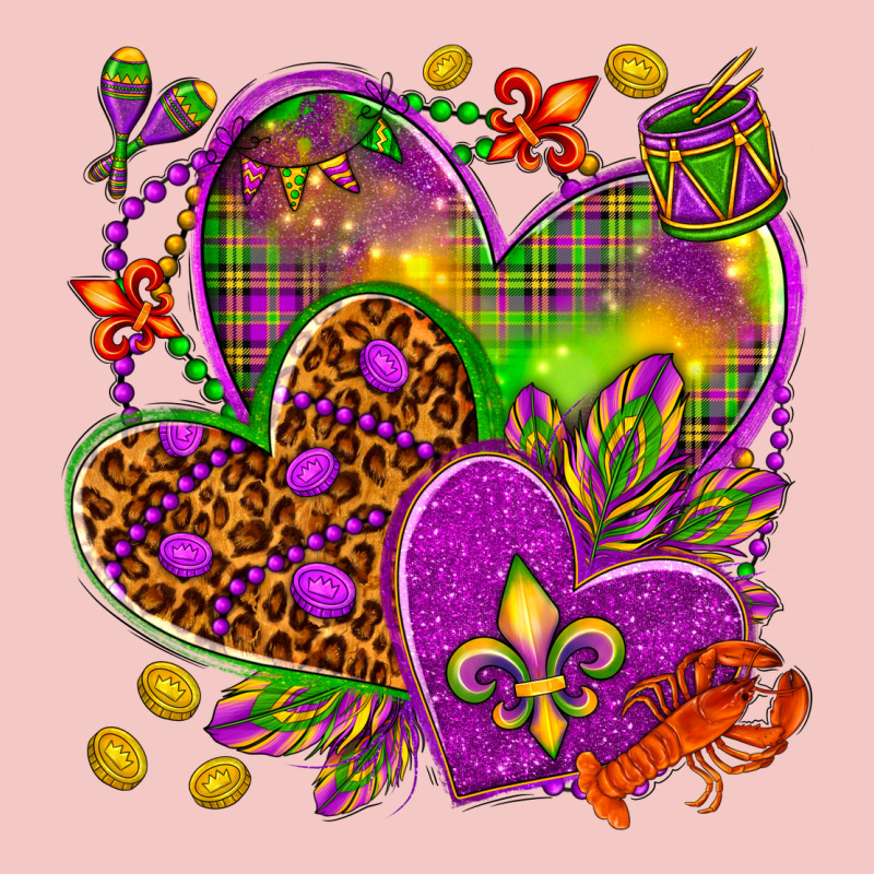 Mardi Gras Hearts Urban Heavy Tee by NancyCooperArtShop | Teevron