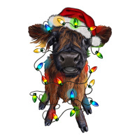 highland cow calf with christmas lights | Teevron
