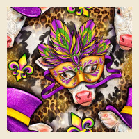 Mardi Gras Cow With Carnival Mask Seamless Pattern Premium Tee | Teevron