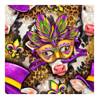 Mardi Gras cow with carnival mask seamless pattern | Teevron