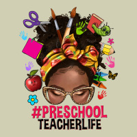 Preschool Teacher Life Afro Messy Bun Heavy Core Tee | Teevron