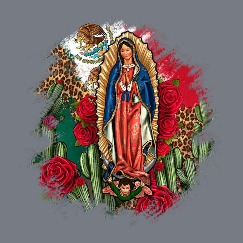 Our Lady Of Guadalupe Mexican Flag Cactus Roses Heavyweight Sweatshirt by FaDigitalArtStudio | Teevron