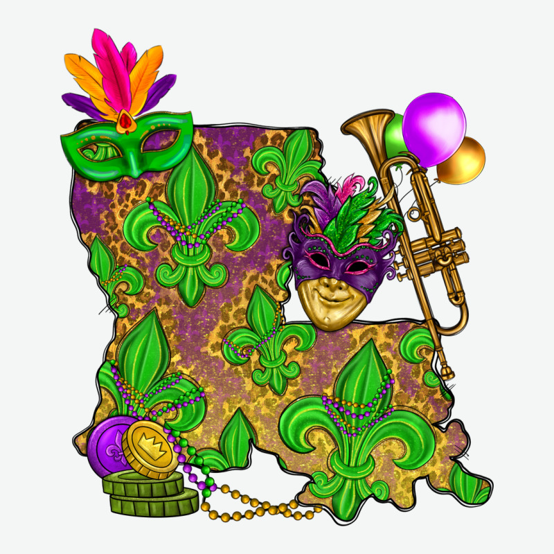 Louisiana Map Mardi Gras Urban Heavy Tee by NancyCooperArtShop | Teevron