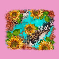 Western Sunflowers Turquoise Cowhide  Tooled Leather Urban Hoodie | Teevron
