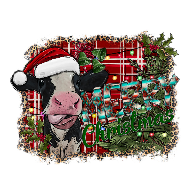 Merry Christmas Cow Heavyweight Hoodie by CowhideDigitalArt | Teevron