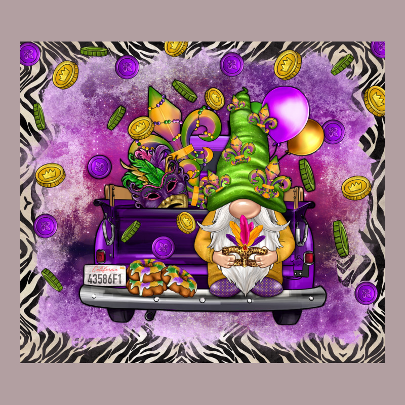 Mardi Gras Gnome On The Truck Vintage Hoodie by NancyCooperArtShop | Teevron