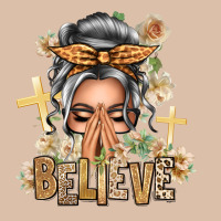 Silver White Believe Praying Caucasian Messy Bun Urban Heavy Tee | Teevron