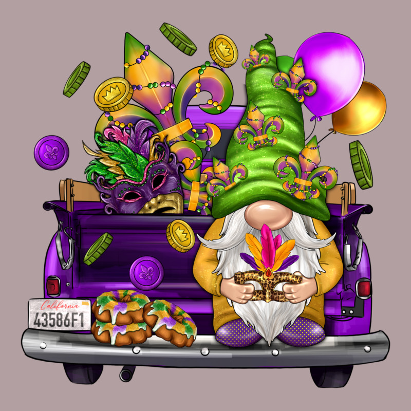 Mardi Gras Gnome On The Truck Vintage Hoodie by NancyCooperArtShop | Teevron