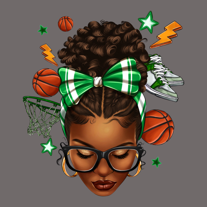 Afro Messy Bun Basketball Green Bow Urban Heavy Tee by texasbilliewilder | Teevron