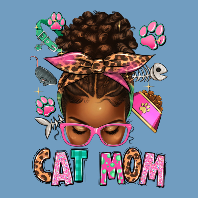 Afro Messy Bun Cat Mom Urban Heavy Tee by texasbilliewilder | Teevron