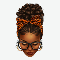 Afro Messy Bun Orange Leopard Bow Urban Heavy Tee | Teevron