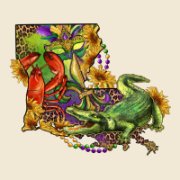 Louisiana Map With Mardi Gras Crocodile Premium Tee | Teevron