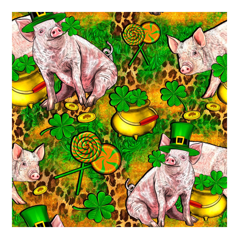 St Patricks  Day Pig With Candy And Pot Of Gold  Seamless Pattern Zipper Hoodie by FaDigitalArtStudio | Teevron
