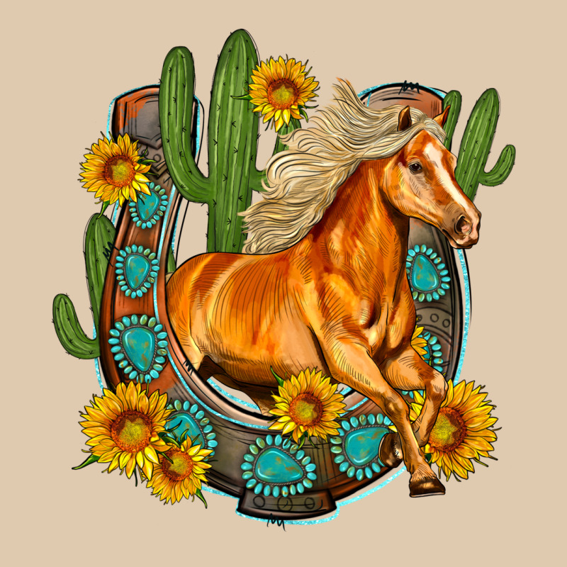 Western Horse Cactus Sunflowers Horseshoe Heavyweight Sweatshirt by OliviaCreatesArt | Teevron