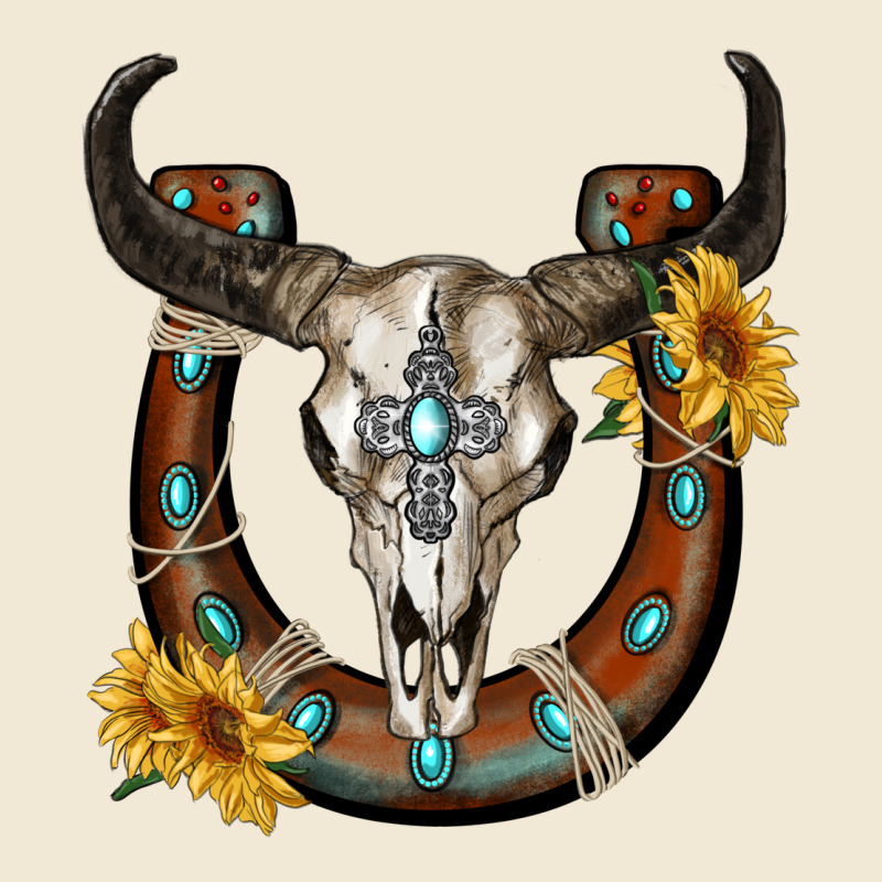Bull Skull With Horseshoe Ladies Tee by RanaPortraitStore | Teevron
