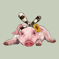 Baby Pig With Cowhide Ribbon Ladies Tee | Teevron