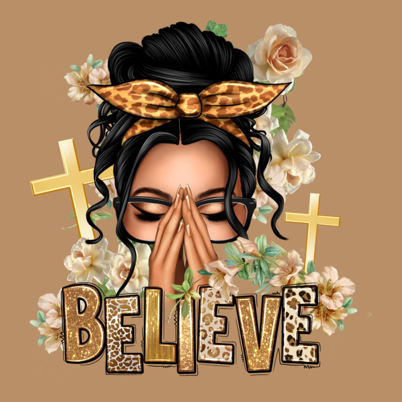 Black Hair Believe Praying Caucasian Messy Bun Vintage Hoodie by texasbilliewilder | Teevron