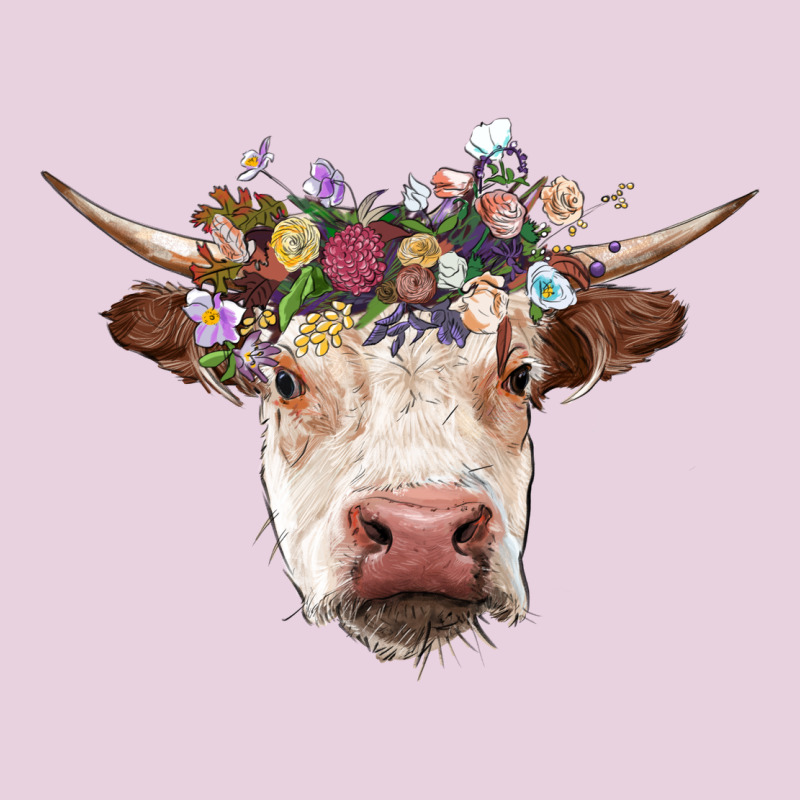 Hereford Cow With Floral Headband Ladies Tee by RanaPortraitStore | Teevron