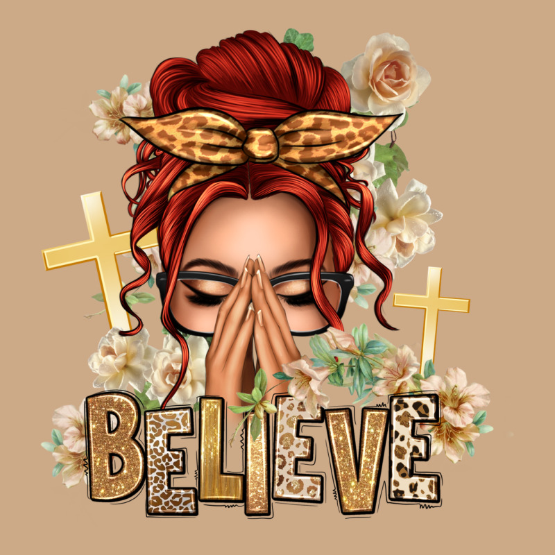 Red Hair Believe Praying Caucasian Messy Bun Vintage Hoodie by texasbilliewilder | Teevron