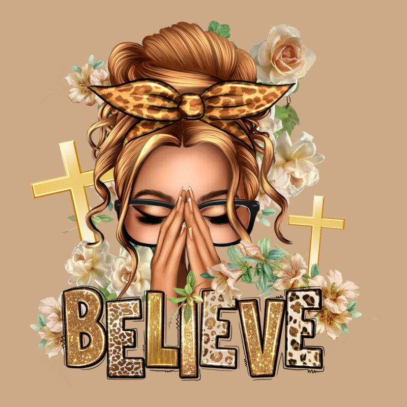Blonde Hair Believe Praying Caucasian Messy Bun Vintage Hoodie by texasbilliewilder | Teevron